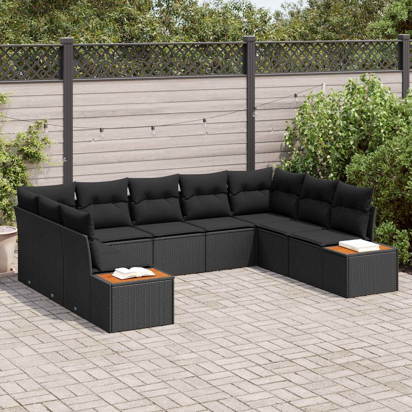 Gartensofa-set 5 stk. 9-Sitzanzahl Schwarz Polyrattan