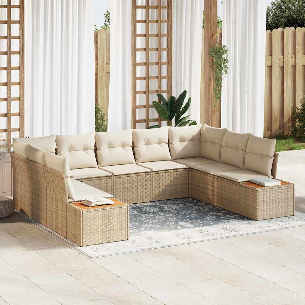 Gartensofa-set 5 stk. 9-Sitzanzahl Beige und Creme Polyrattan