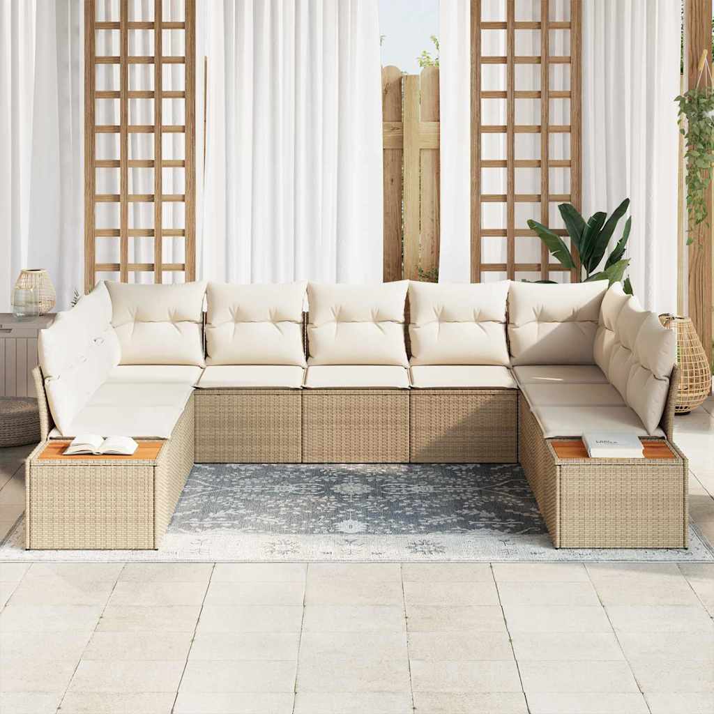 Gartensofa-set 5 stk. 9-Sitzanzahl Beige und Creme Polyrattan
