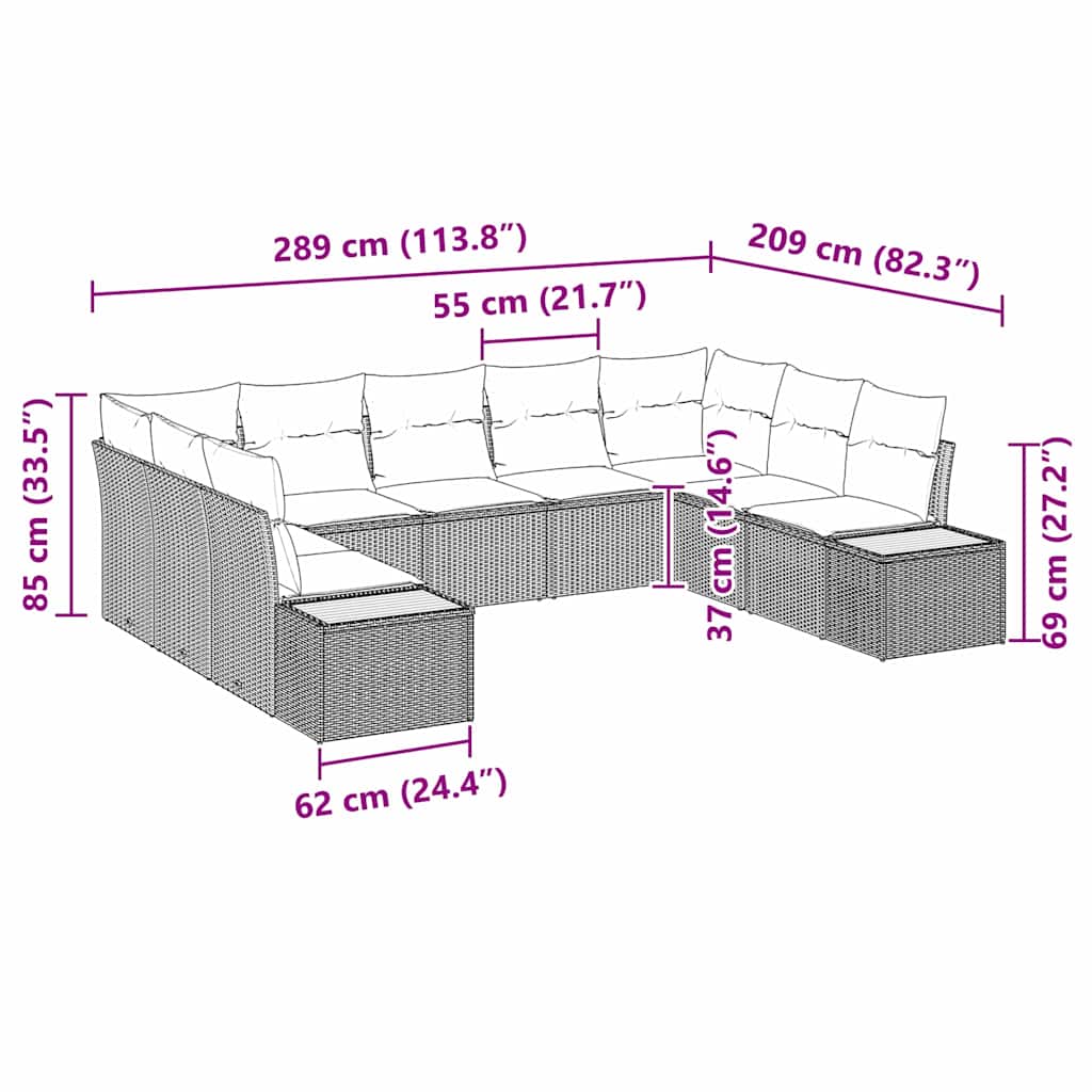 Gartensofa-set 5 stk. 9-Sitzanzahl Beige und Creme Polyrattan