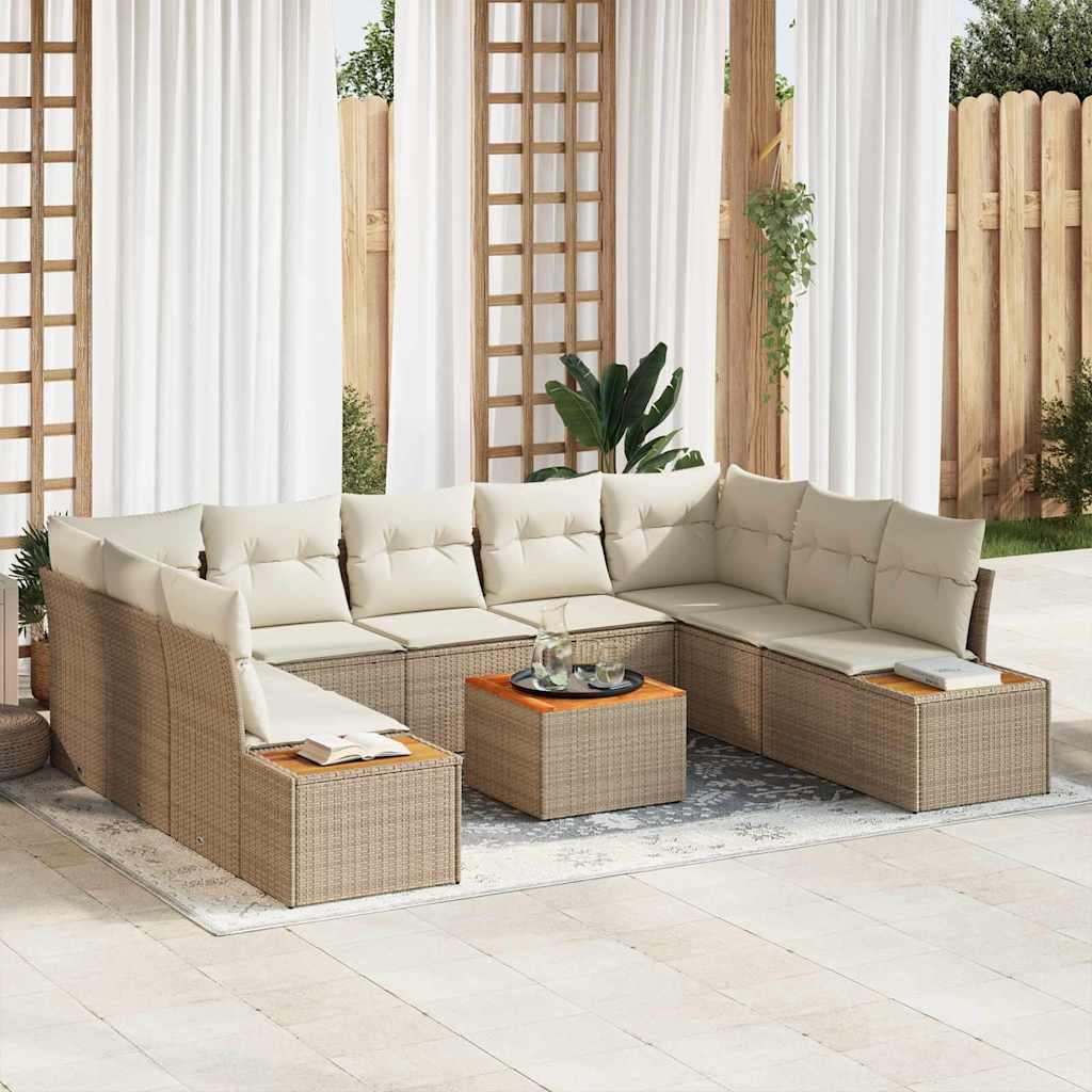 Gartensofa-set 5 stk. 9-Sitzanzahl Beige und Creme Polyrattan