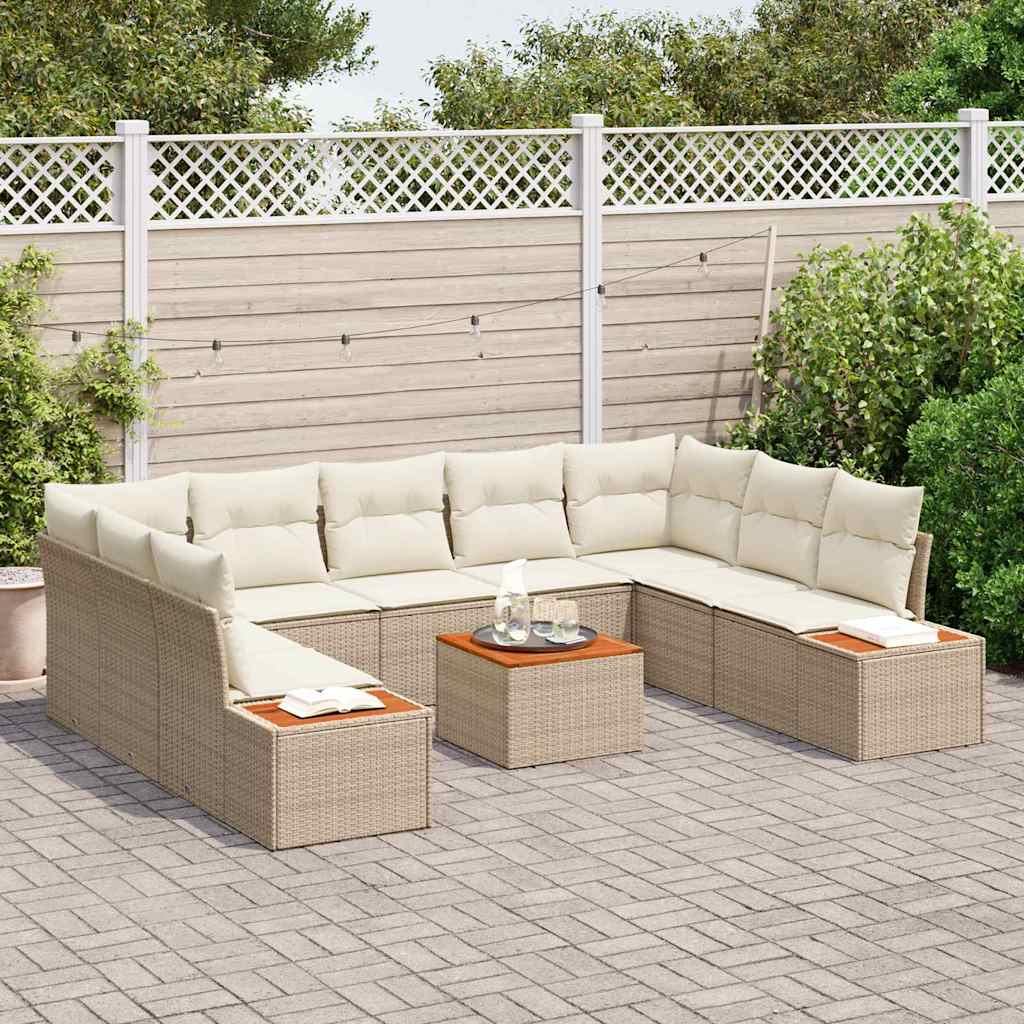 Gartensofa-set 5 stk. 9-Sitzanzahl Beige und Creme Polyrattan