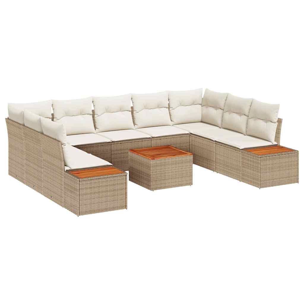 Gartensofa-set 5 stk. 9-Sitzanzahl Beige und Creme Polyrattan