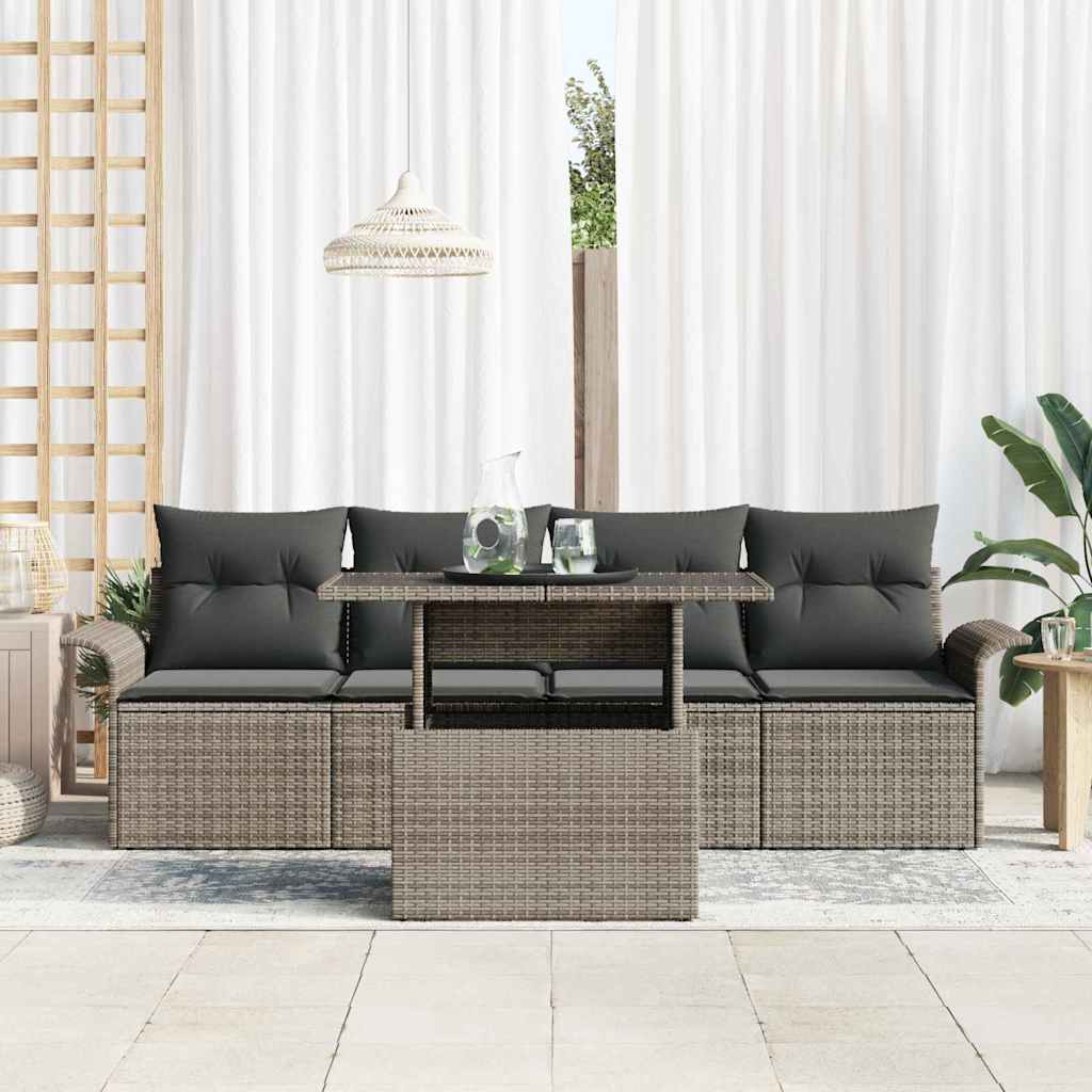 Gartensofa-set 5 stk. Grau [Synthetisch]: Poly Rattan
