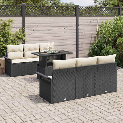 Gartensofa-set 7 stk. Schwarz [Synthetisch]: Poly Rattan