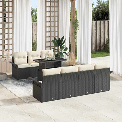 Gartensofa-set 8 stk. Schwarz [Synthetisch]: Poly Rattan