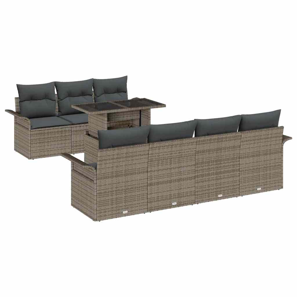 Gartensofa-set 8 stk. Grau [Synthetisch]: Poly Rattan