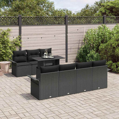 Gartensofa-set 8 stk. Schwarz [Synthetisch]: Poly Rattan