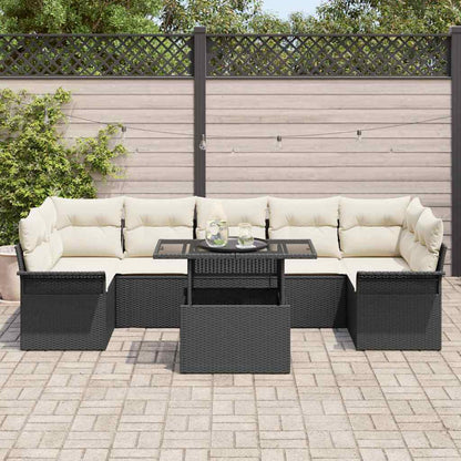 Gartensofa-set 8 stk. Schwarz [Synthetisch]: Poly Rattan