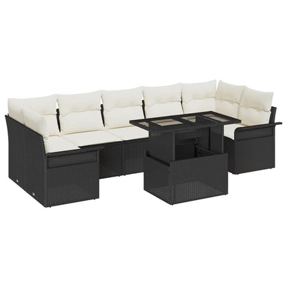 Gartensofa-set 8 stk. Schwarz [Synthetisch]: Poly Rattan