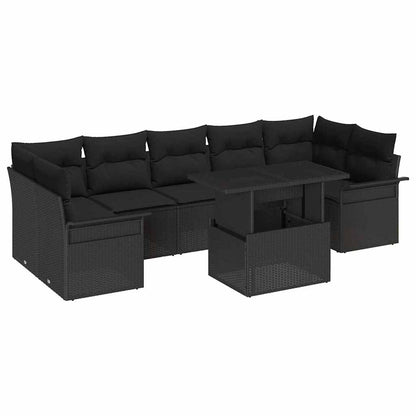 Gartensofa-set 8 stk. Schwarz [Synthetisch]: Poly Rattan