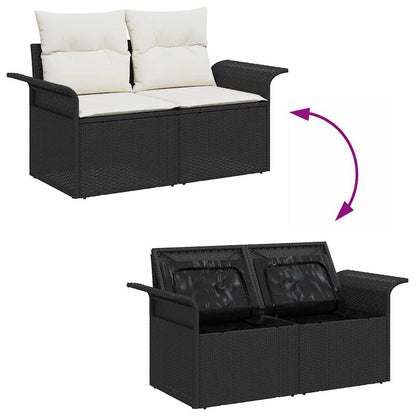 Gartensofa-set 9 stk. Schwarz [Synthetisch]: Poly Rattan