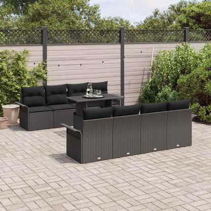 Gartensofa-set 9 stk. Schwarz [Synthetisch]: Poly Rattan