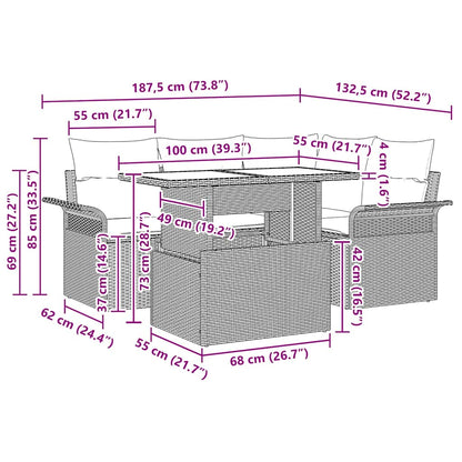 Gartensofa-set 5 stk. Schwarz [Synthetisch]: Poly Rattan