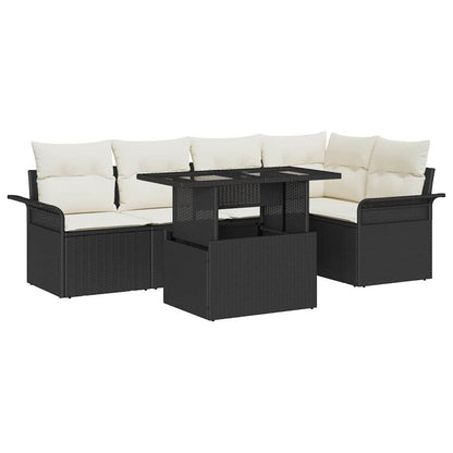 Gartensofa-set 6 stk. Schwarz [Synthetisch]: Poly Rattan