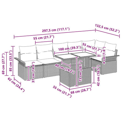 Gartensofa-set 7 stk. Schwarz [Synthetisch]: Poly Rattan