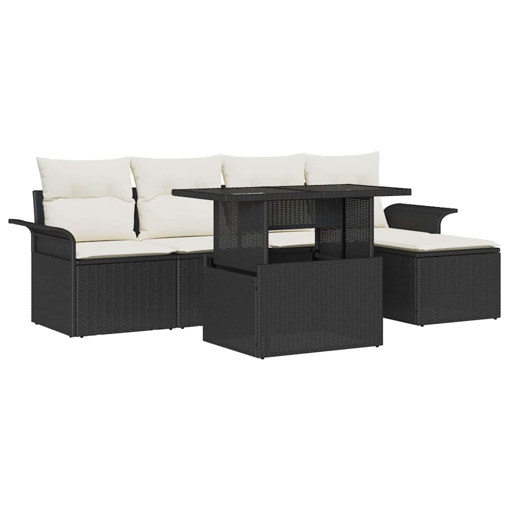 Gartensofa-set 8 stk. Schwarz [Synthetisch]: Poly Rattan