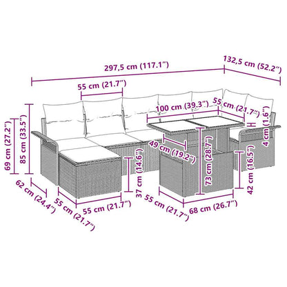 Gartensofa-set 8 stk. Schwarz [Synthetisch]: Poly Rattan