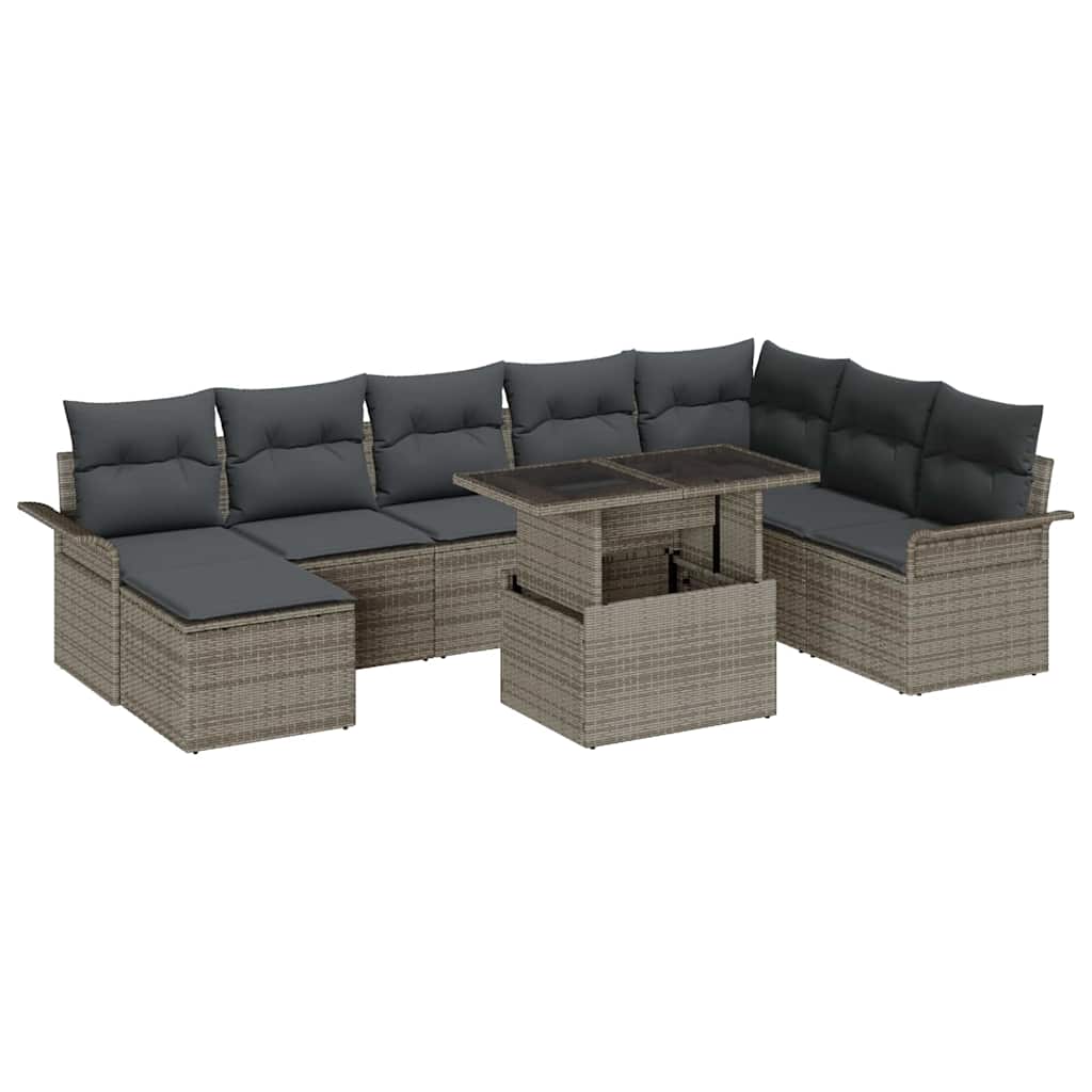 Gartensofa-set 9 Stk. Grau