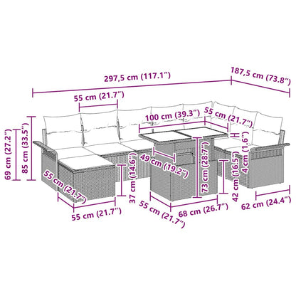 Gartensofa-set 9 stk. Schwarz