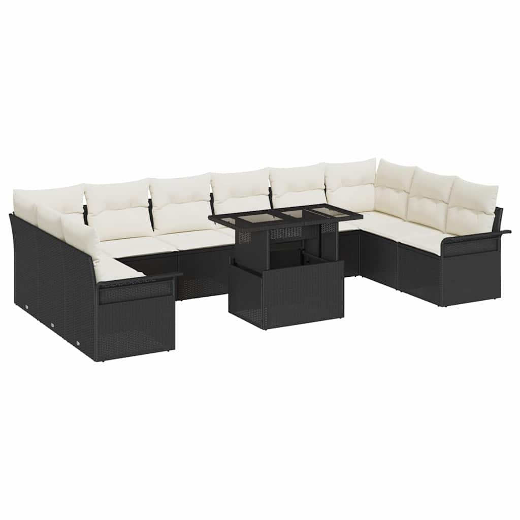 Gartensofa-set 11 stk. Schwarz Poly Rattan