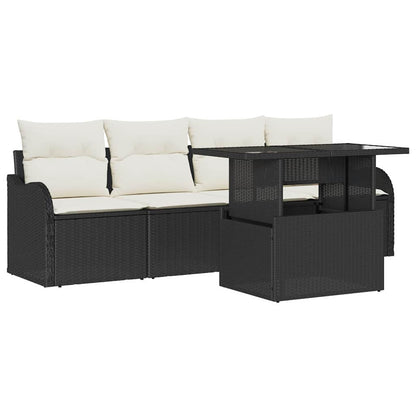 Gartensofa-set 5 stk. 4-Sitzanzahl Schwarz Poly Rattan