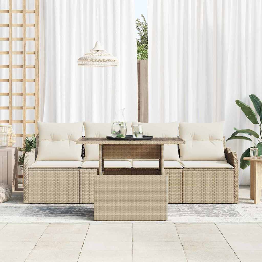 Gartensofa-set 5 stk. 4-Sitzanzahl Beige Poly Rattan