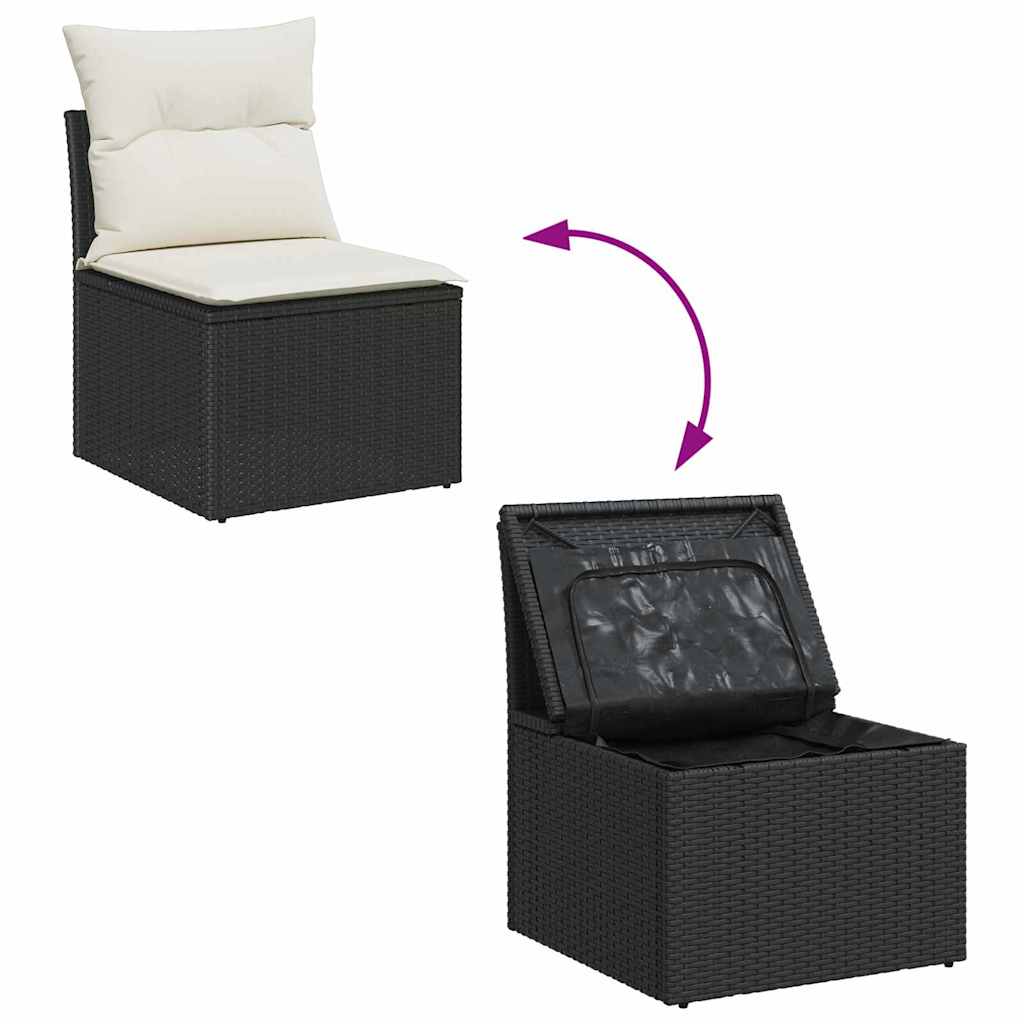 Gartensofa-set 7 stk. 6-Sitzanzahl Schwarz Poly Rattan