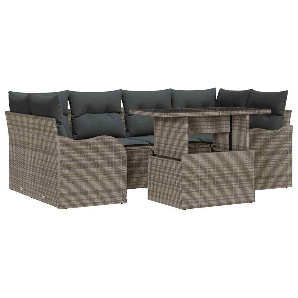 Gartensofa-set 7 stk. 6-Sitzanzahl Grau Poly Rattan