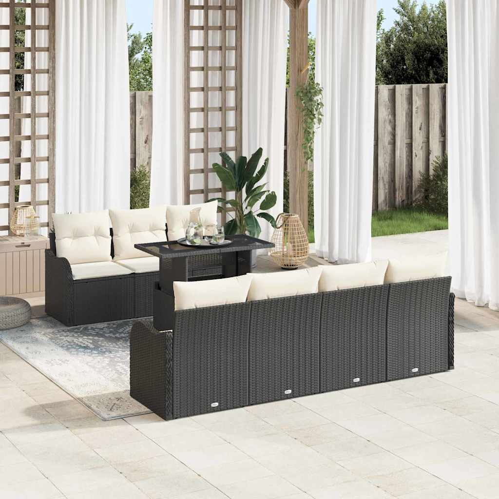 Gartensofa-set 8 stk. 7-Sitzanzahl Schwarz Poly Rattan