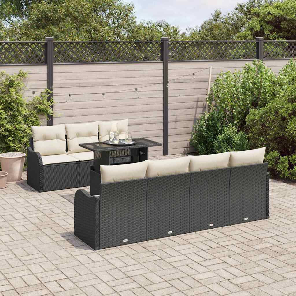 Gartensofa-set 8 stk. 7-Sitzanzahl Schwarz Poly Rattan