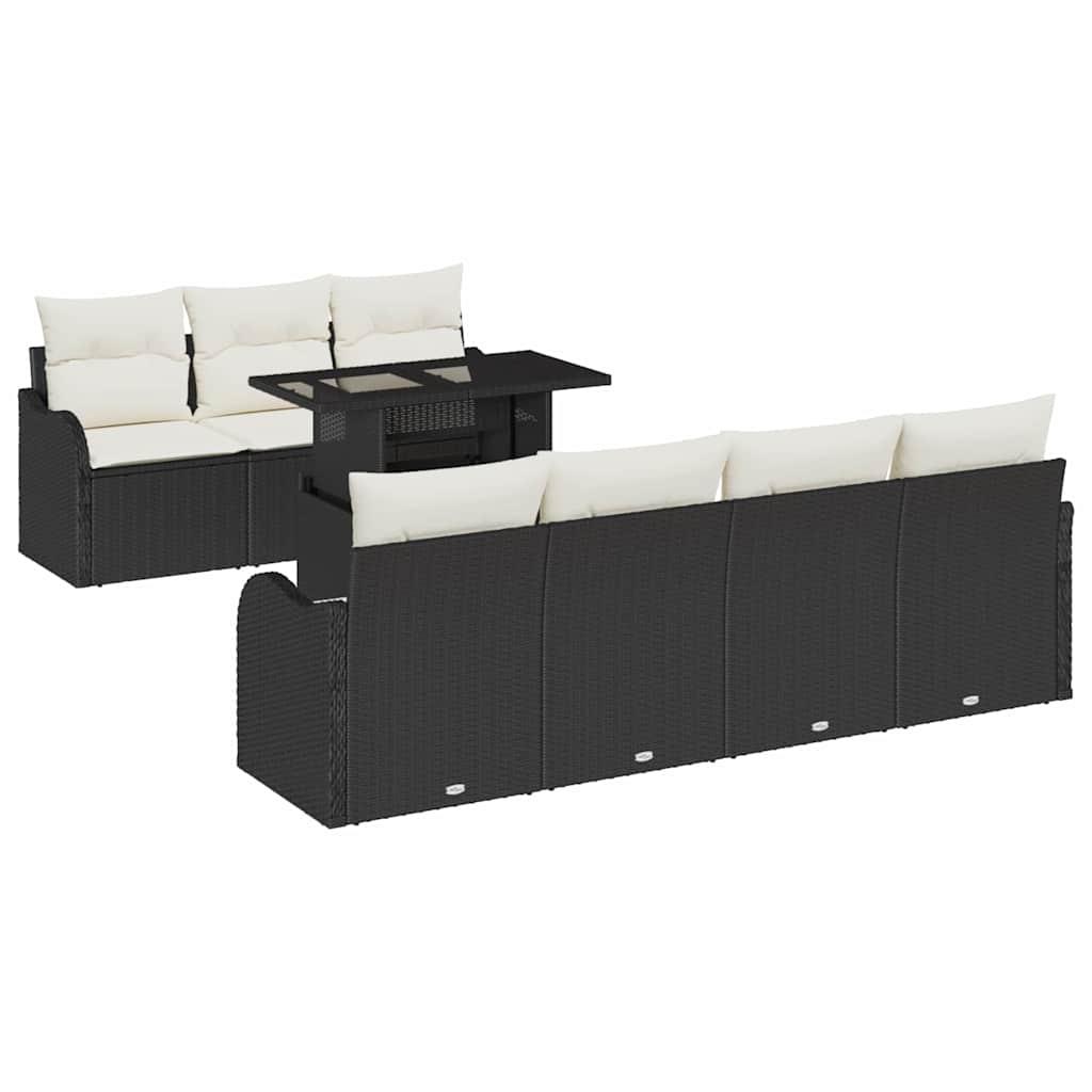 Gartensofa-set 8 stk. 7-Sitzanzahl Schwarz Poly Rattan