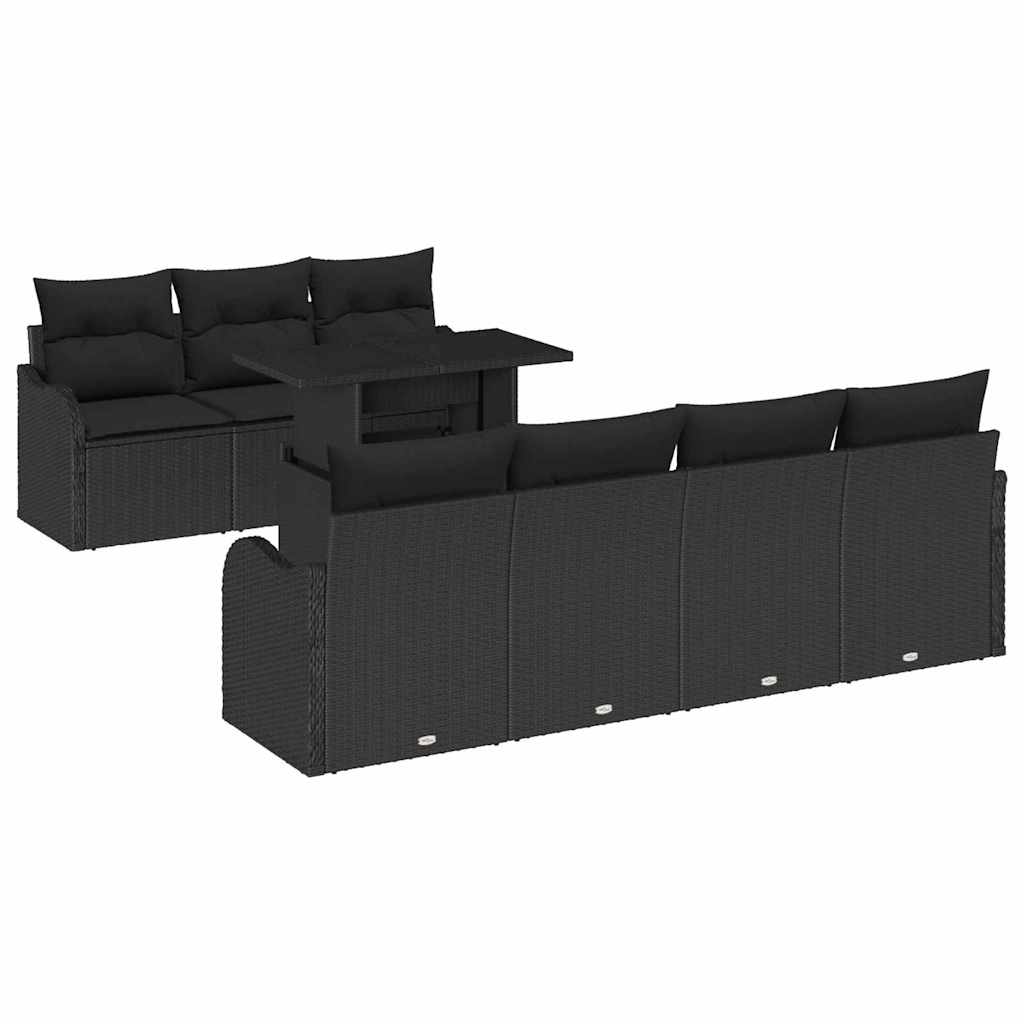 Gartensofa-set 8 stk. 7-Sitzanzahl Schwarz Poly Rattan