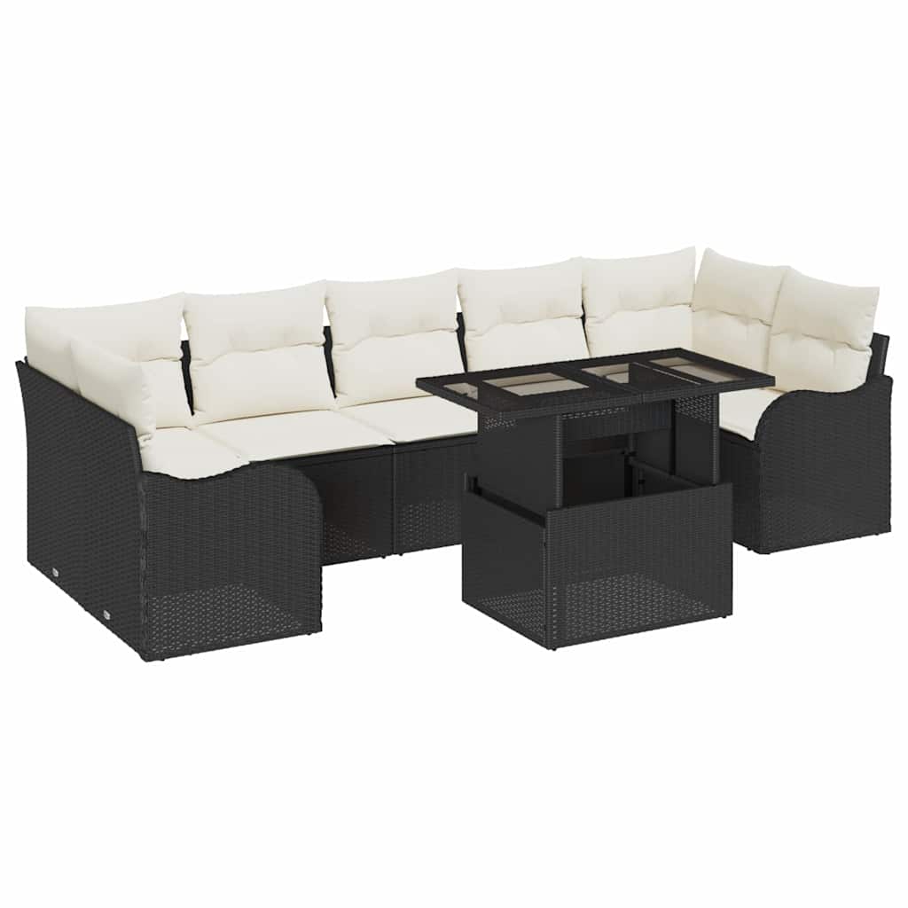 Gartensofa-set 8 stk. 7-Sitzanzahl Schwarz Poly Rattan