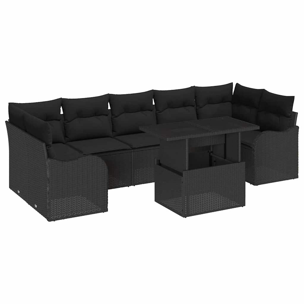 Gartensofa-set 8 stk. 7-Sitzanzahl Schwarz Poly Rattan