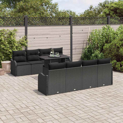 Gartensofa-set 9 stk. 8-Sitzanzahl Schwarz Poly Rattan