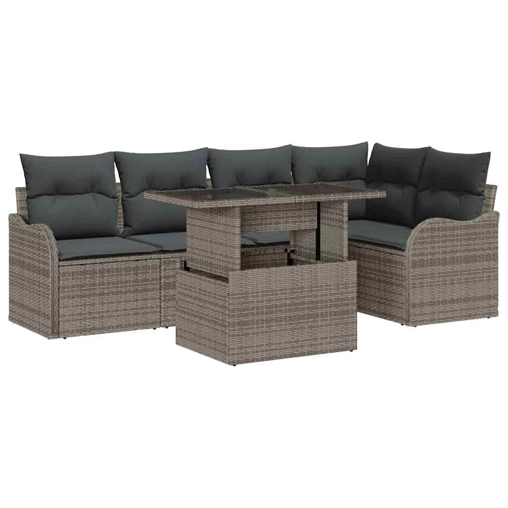 Gartensofa-set 6 stk. Grau Poly Rattan