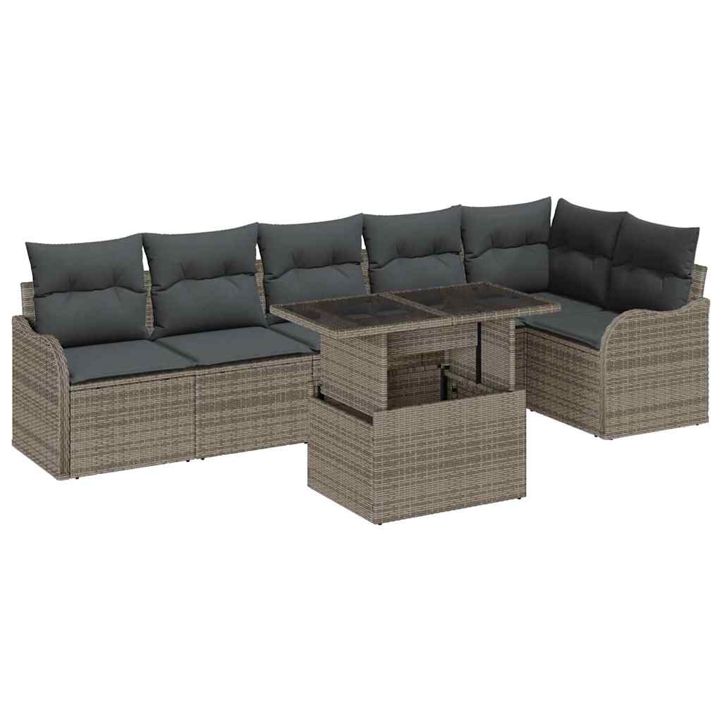 Gartensofa-set 7 stk. Grau Poly Rattan