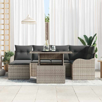 Gartensofa-set 7 stk. Grau [Synthetisch]: Poly Rattan