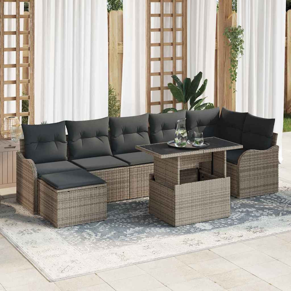 Gartensofa-set 8 stk. Grau [Synthetisch]: Poly Rattan