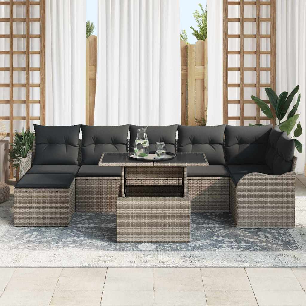 Gartensofa-set 8 stk. Grau [Synthetisch]: Poly Rattan