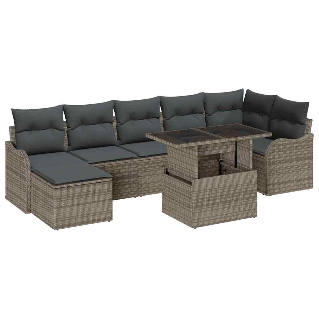 Gartensofa-set 8 stk. Grau [Synthetisch]: Poly Rattan
