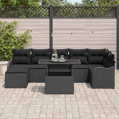 Gartensofa-set 8 stk. Schwarz [Synthetisch]: Poly Rattan