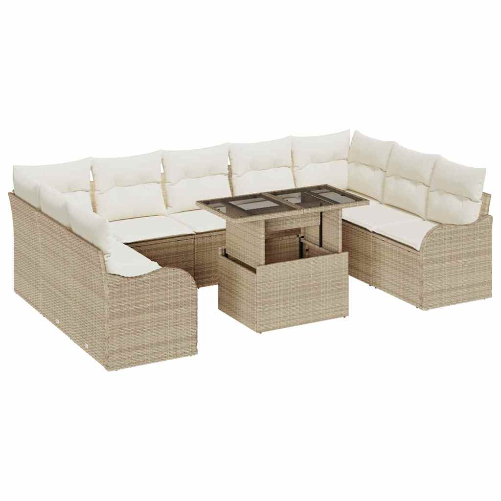 Gartensofa-set 10 stk. 9-Sitzanzahl Beige Poly Rattan