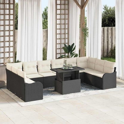 Gartensofa-set 11 stk. 10-Sitzanzahl Schwarz Poly Rattan