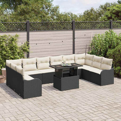Gartensofa-set 11 stk. 10-Sitzanzahl Schwarz Poly Rattan