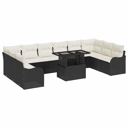 Gartensofa-set 11 stk. 10-Sitzanzahl Schwarz Poly Rattan