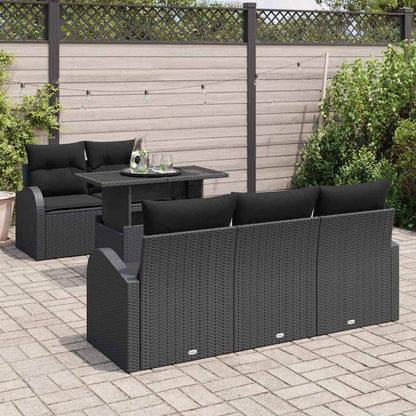 Gartensofa-set 6 stk. Schwarz Poly Rattan