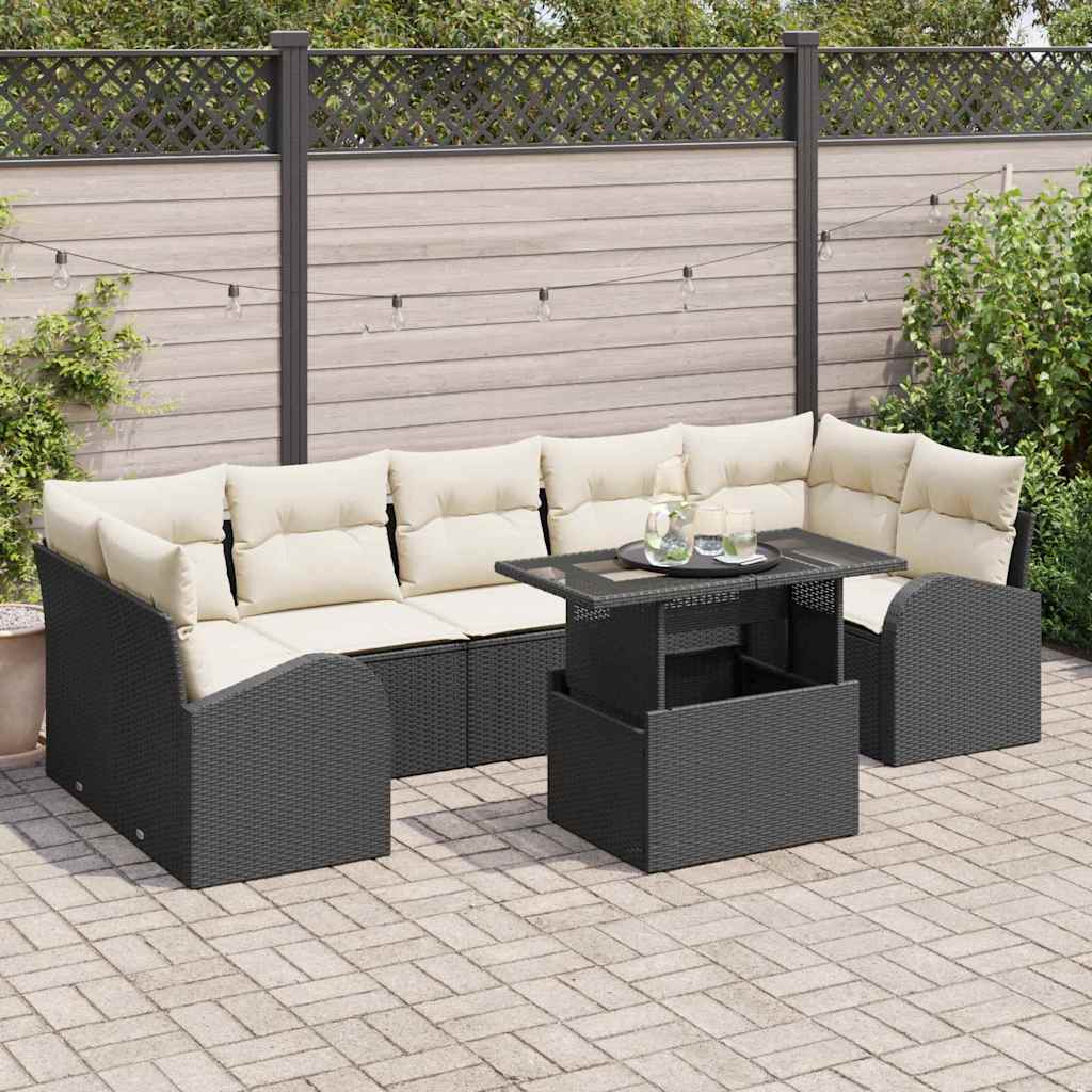 Gartensofa-set 8 stk. Schwarz Poly Rattan