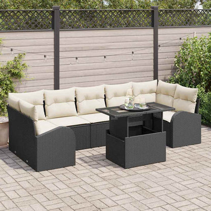Gartensofa-set 8 stk. Schwarz Poly Rattan